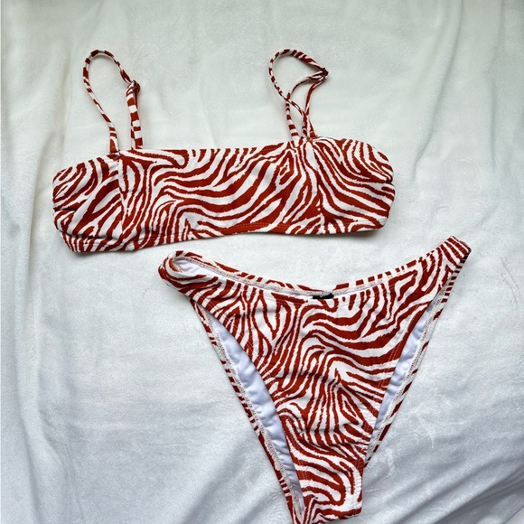 KENDALL + KYLIE Orange Zebra Bikini Size S - Picture 1 of 4